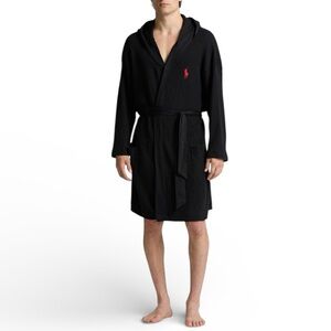 Polo Ralph Lauren Mens Thermal Hooded Robe Black Size L/XL NWT